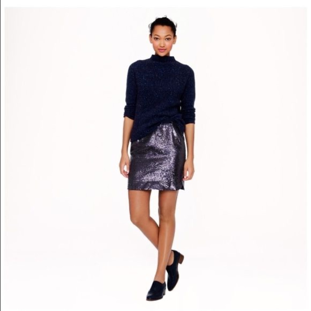 J. Crew - Sequin Mini Skirt Navy w/ Pockets